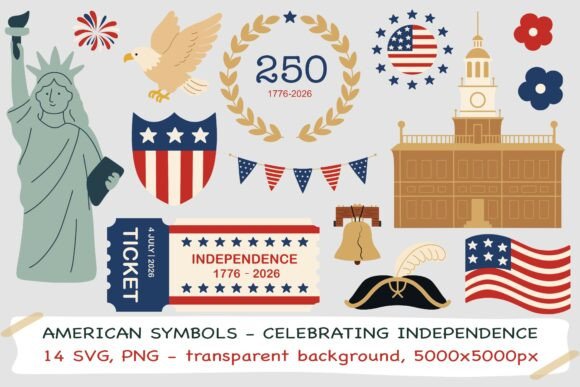 America 250th SVG PNG Clipart Bundle: Graphics & Illustrations for Handmade Celebrations