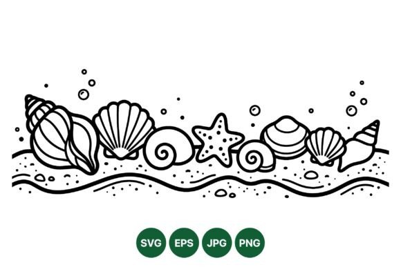 Coastal Seashell SVG Line Art: Graphics & Illustrations for Real Crafting