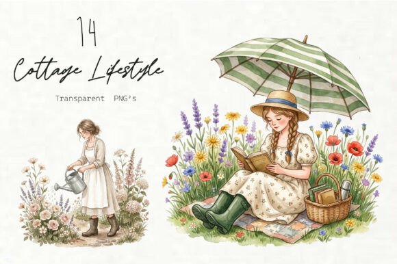 Cottage Lifestyle Clipart Set: Graphics & Illustrations for Warm Branding