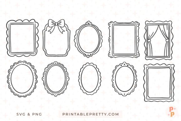 Cute Doodle Frame Clipart SVG PNG: Graphics & Illustrations