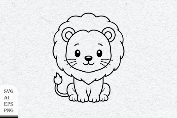 Cute Lion Outline: Graphics & Illustrations for Creative Sellers