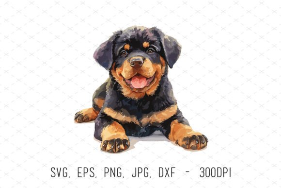 Cute Rottweiler Puppy Dog Clipart: Graphics & Illustrations for Local Branding