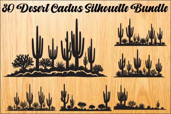 Desert Cactus Silhouette Bundle: Graphics & Illustrations