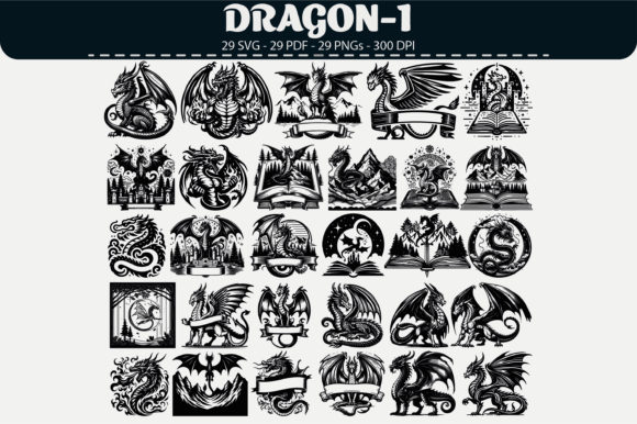 Dragon Vector Clipart – 29 Designs: Graphics & Illustrations for Sellers