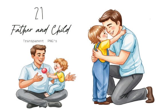 Father and Child Clipart: Graphics & Illustrations for Real Publishing
