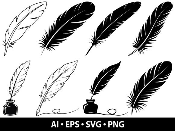 Feather Clipart SVG Bundle: Graphics & Illustrations