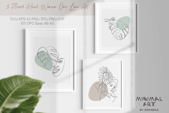 Flower Head Woman One Line Art Wall Art