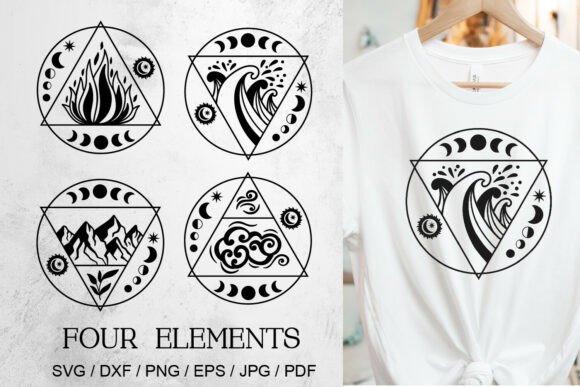 Four Elements SVG Boho Symbol Set: Graphics & Illustrations