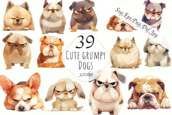 Funny Grumpy Dogs Clipart: Graphics & Illustrations That Spark Joy