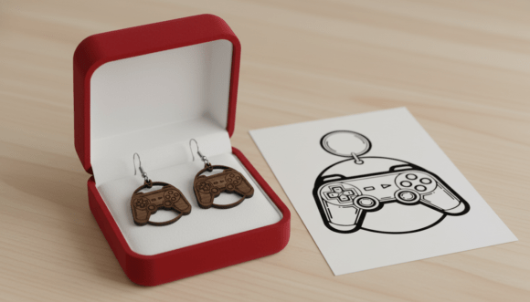 Gaming Controller Earring Laser Cut Graphics