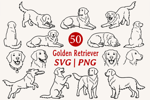 Golden Retriever Outline Doodle: Graphics & Illustrations for Warm, Approachable Branding