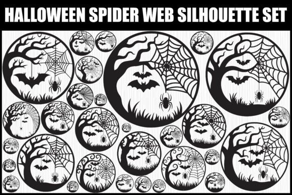 Halloween Spider Web Silhouette Set: Graphics & Illustrations for Real Crafting