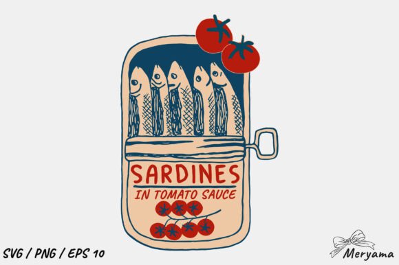 Hand Drawn Sardine Fish Summer Vibes Graphics