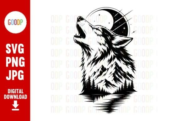 Howling Wolf Mountain Forest SVG