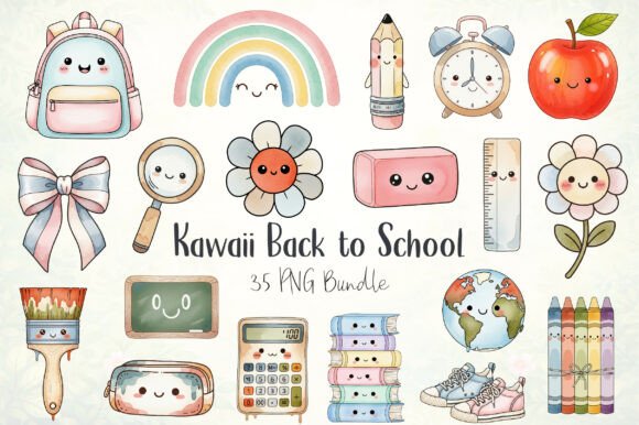 Kawaii Back to School Clipart
