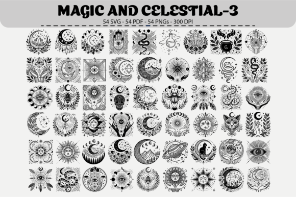 Magic and Celestial – 54 Designs: Graphics & Illustrations