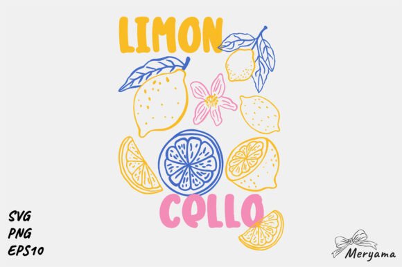 Mediterranean Limoncello Summer Lemon Graphics & Illustrations