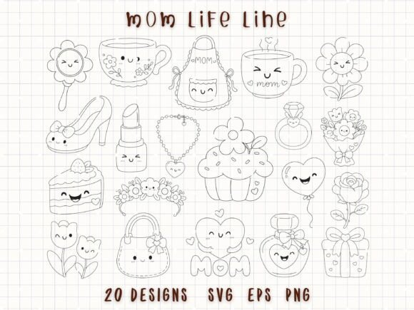 Mom SVG Bundle Cute Mom Life Clipart: Graphics & Illustrations