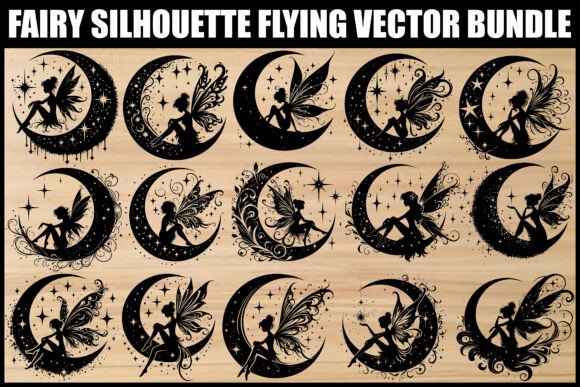 Moon Fairy Silhouette SVG Bundle: Graphics & Illustrations for Enchanted Branding