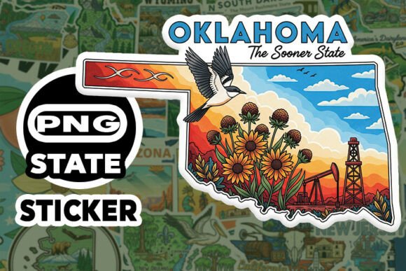 Oklahoma Sticker PNG SVG Graphics & Illustrations