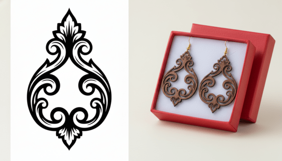 Ornamental Teardrop Earring Laser Cut