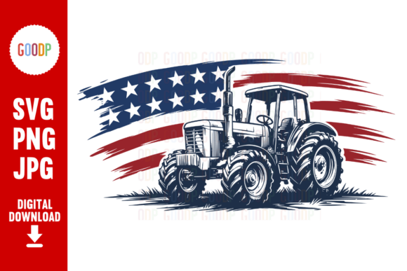 Patriotic American Farm Tractor SVG: Graphics & Illustrations
