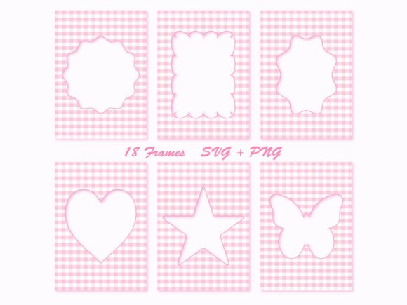 Pink Gingham Frame Set