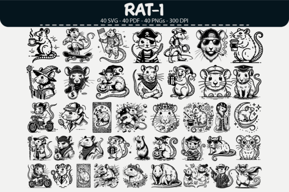 Rat Vector Clipart – 40 Designs: Graphics & Illustrations for Crafters