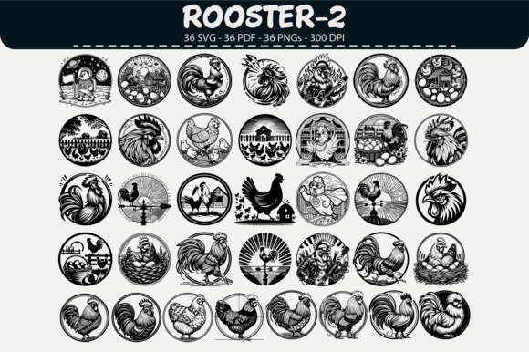 Rooster Vector Clipart – 36 Designs: Graphics & Illustrations for Local Branding
