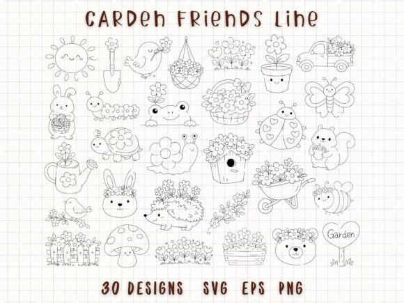Spring Clipart SVG Garden Doodle: Graphics & Illustrations