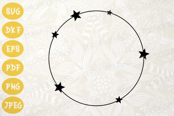 Star Circle Frame SVG Cosmic Border Graphics