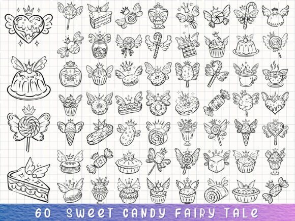 Sweet Candy Fairy Tale Dessert Clipart: Graphics & Illustrations