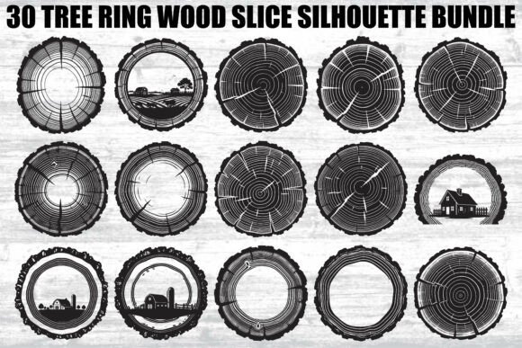 Tree Ring Wood Slice SVG Bundle: Graphics & Illustrations