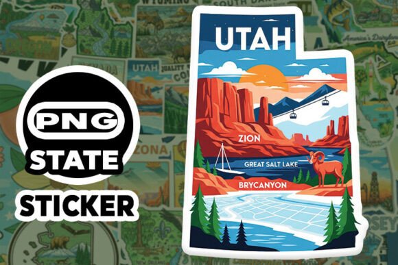 Utah Sticker PNG SVG Graphics & Illustrations