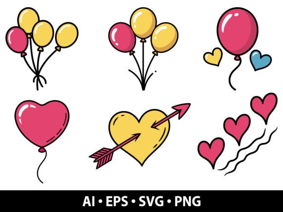Valentine Balloons SVG Bundle: Graphics & Illustrations for Real Publishing