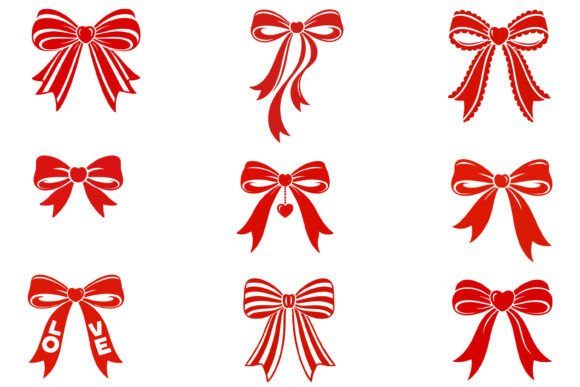 Valentine Red Ribbon Bow SVG Graphics & Illustrations