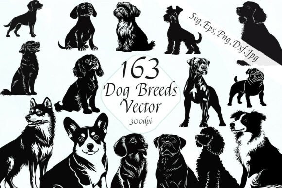 Vector Dog Breeds Clipart: Graphics & Illustrations Bundle