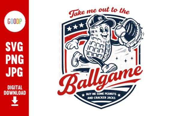 Vintage Peanut Baseball Mascot SVG: Graphics & Illustrations