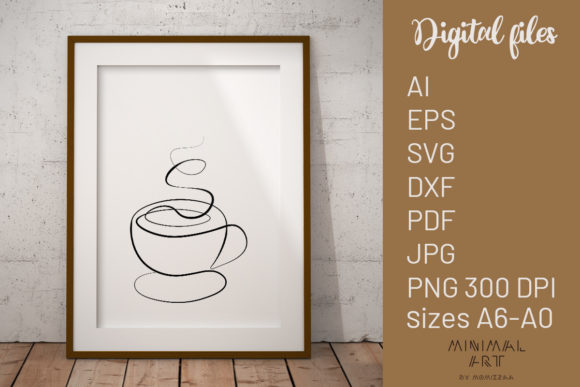 Wall Art One Line Coffee SVG: Graphics & Illustrations for Sellers