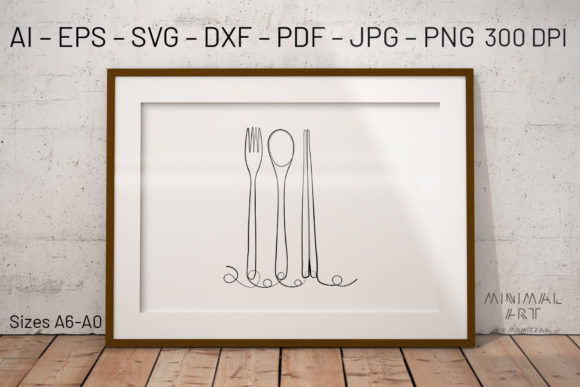 Wall Art One Line Kitchen SVG: Minimalist Graphics & Illustrations