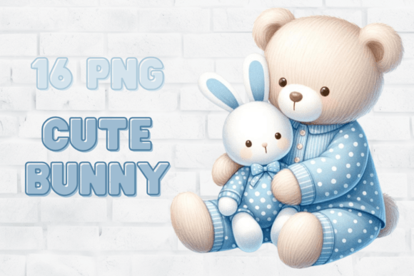 Watercolor Blue Teddy Bear Baby Shower Graphics