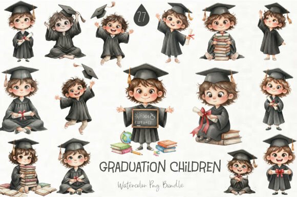 Whimsical Graduation Children PNG: Playful Illustrations for Brand & Merch