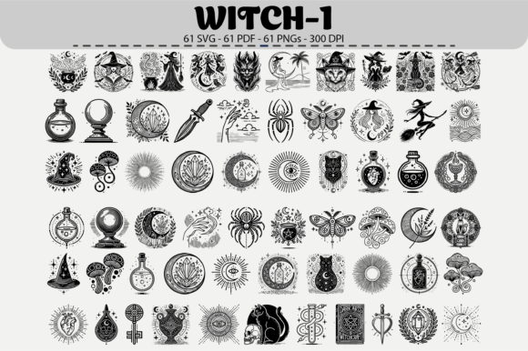 Witchcraft Clipart Bundle – 61 Designs: Graphics & Illustrations